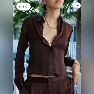 Djerf Avenue Little Viscose Shirt in  Dark Mocha